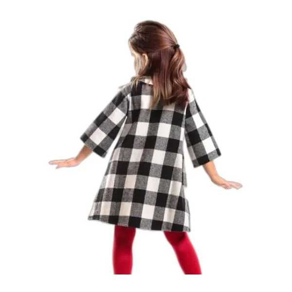 Denokids Kız Çocuk Bebe Yaka Ekose Elbise, 6 Yaş, CFF-18S1-187, Siyah, Kız Çocuklar