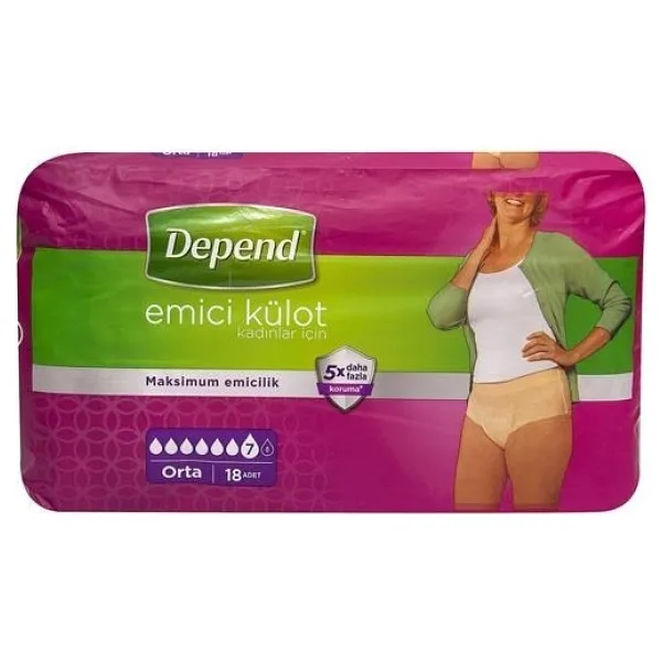 Depend Emici Külot Kadın Orta Boy M 18'li Hasta Bezi