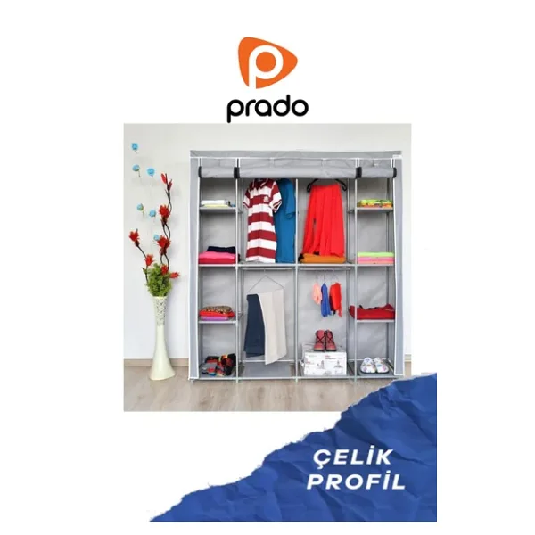Double Askılıklı Çelik Profilli Bez Dolap