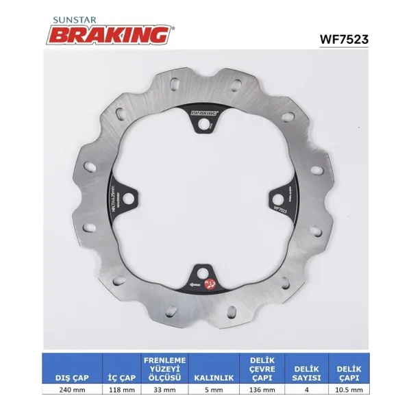 Honda CB 500 F-650 F CBR 500-650 Dalgalı Arka Fren Diski 2021-2022