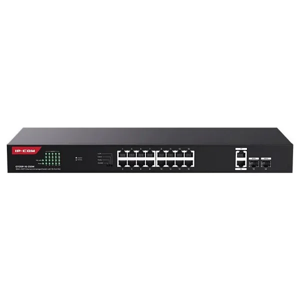 IP-COM G1120P-16-250W 16 PORT POE 10/100/1000 2 X SFP 250W YONETILEMEZ RACK MOUNT SWITCH