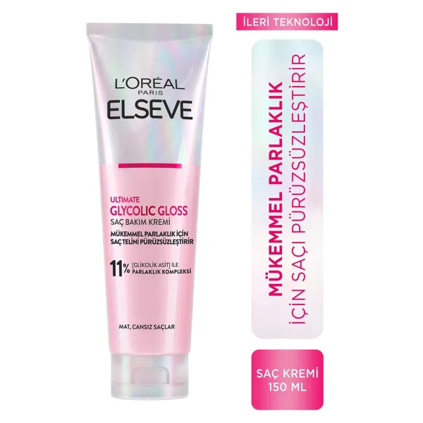 L'Oreal Paris Elseve Glycolic Gloss Mükemmel Parlaklık için 150 ml Saç Kremi