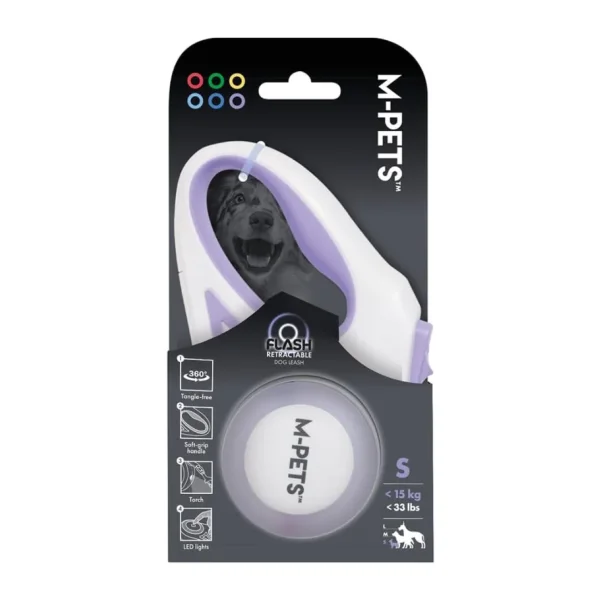 M-Pets Flash Ledli Otomatik Gezdirme Şerit 3Mt, Purple