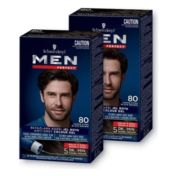 Men Perfect Schwarzkopf Men Perfect Saç Boyası 80- Kahve Siyah-Kolay Ve Hızlı Beyaz Kapama- 2 Adet