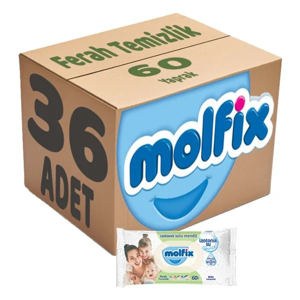 Molfix İzotonik Sulu Ferah Temizlik 60 Yaprak 36'lı Paket Islak Mendil