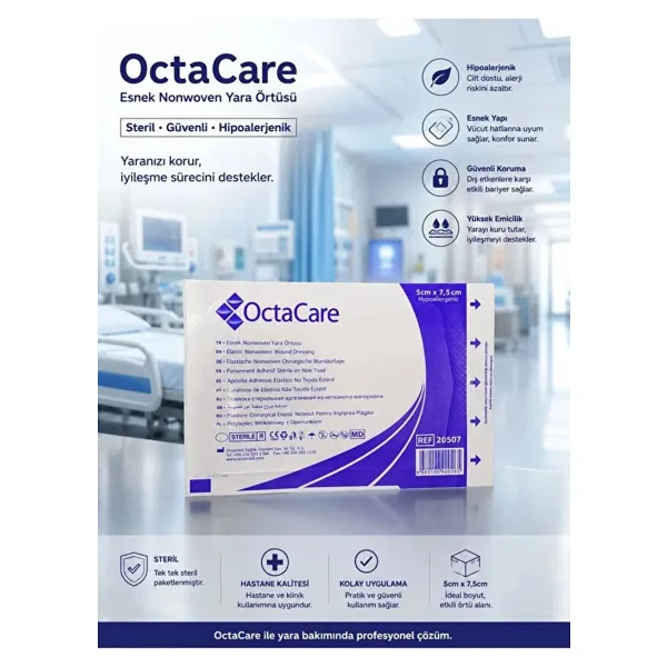 Octacare Esnek Yara Örtüsü 5cm x7,5 cm (10 adet )