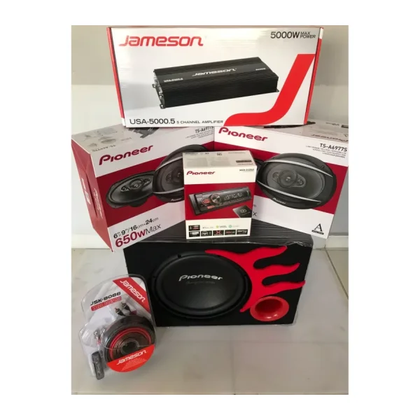 Pioneer Paket Ses Sistemi Tam Takım Jameson Anfi Oval Hoparlör Wofer Teyp Kablo Full Set
