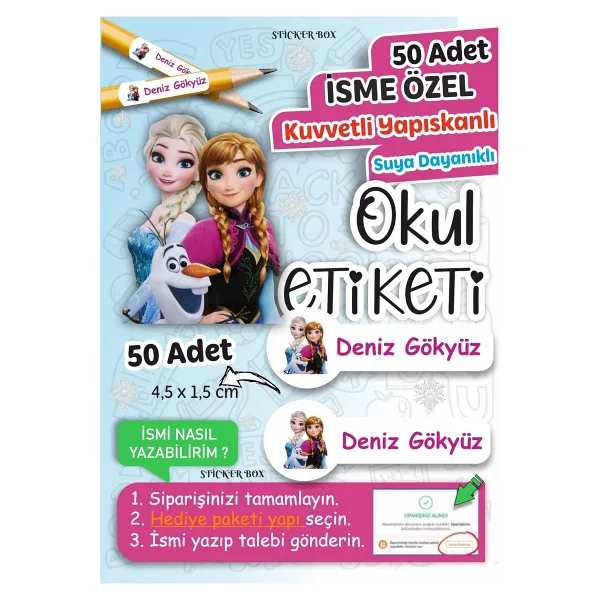 Think And Print Okul Kalem Defter Etiketi Özel Isim Yazılabilen Etiketi Sticker Seti - 50 Adet