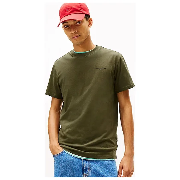 Tommy Hilfiger Jeans Slim Linear Chest DM0DM21780 Kısa Kollu Bisiklet Yaka Erkek Tişört