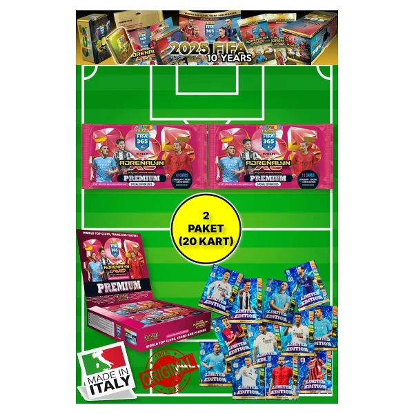 Toyfest 2 Paket Panini Fifa 365 - 2025 Official Special Edition Premium Card Futbolcu Kartları - (20 Kart)