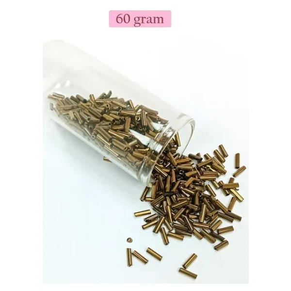 Uzun Boru Kesme Boncuk Çap 2mm Uzunluk 10 mm - 60 Gram - Parlak Gold - BNC288