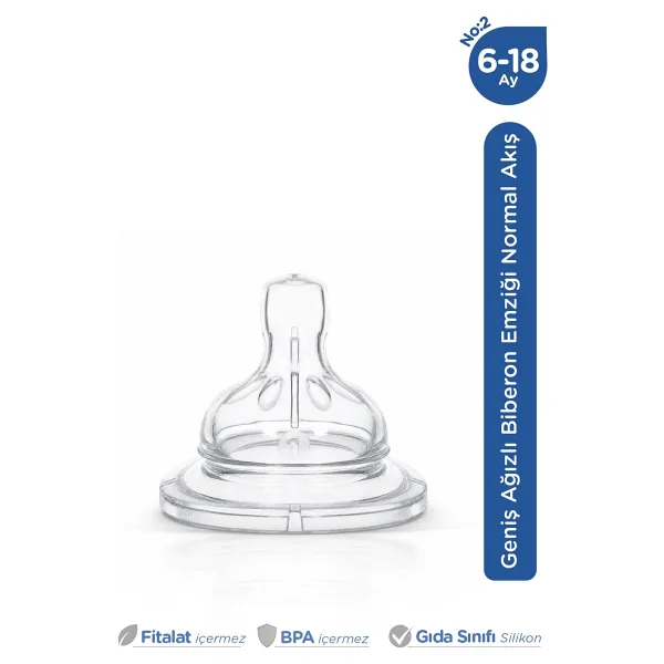 Wee Baby 853 Klasik Plus Geniş Ağızlı No:2 6-18 Ay Normal Akış Biberon Emziği
