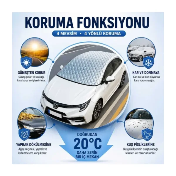 YETİŞENLER Araç Oto Araba Branda Ön Ve Tavan Yarım Branda Güneş Buz Kar Ve Dolu Koruyucu Örtü Güneşlik
