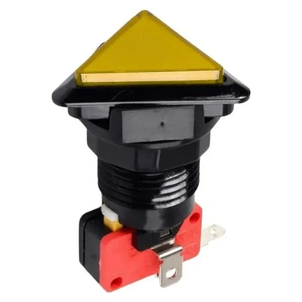 40mm 12V Üçgen Işıklı Oyun Makinesi Butonu - Sarı