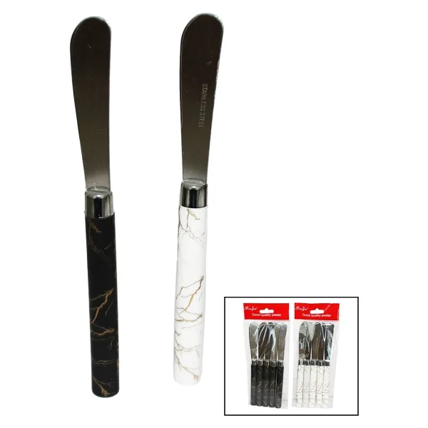 5 PARÇA UZUN KAHVALTI BIÇAK - MERMER DESEN SAPLI 16.5 cm