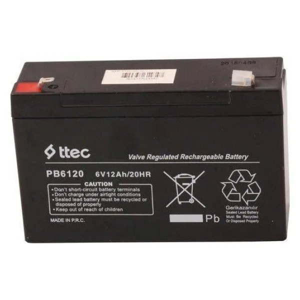 6 Volt 12AH Amper Bakımsız Kuru Akü 6 Volt 12AMPER Akü Ttec