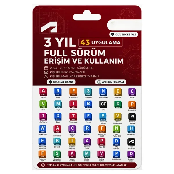 Autocad 2024-2027 Tüm Sürümler ve Tüm Uygulamalar - 3 Yıl Erişim - Kişisel Mail Adresinize Davet - Orijinal Lisans