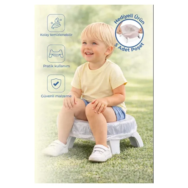 Babyjem 2 İn 1 Portatif Katlanabilir Seyahat Lazımlığı Klozet Adaptörü Soft Pembe + 5 Hediye Poşet