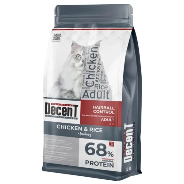 Decent Tuklu Yetişkin Kedi Sı 1,5 Kg Control Tuk & Pirinç Yetişkin Kedi Sı