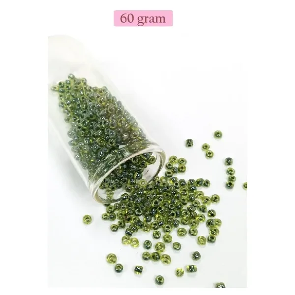 Dökme Cam Kum Boncuk (8/0) 3 mm - 60 Gram - Şeffaf Alacalı Yeşil - BNC212