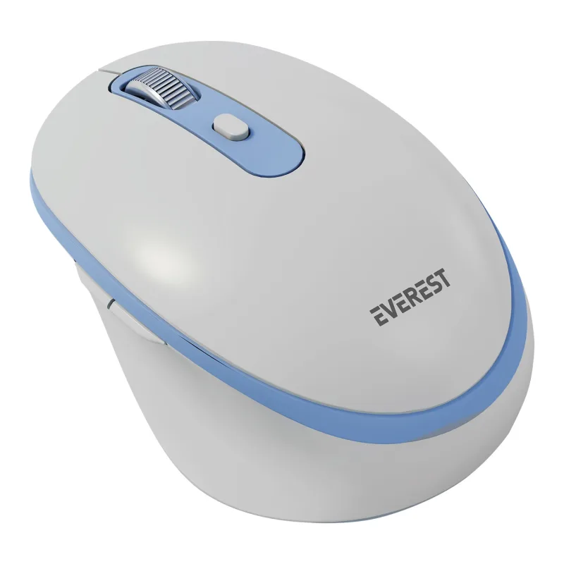 Everest SM-BT42 Beyaz-Mavi Şarjlı Optik Kablolu/Kablosuz Mouse