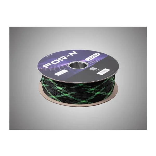 For-X Kablo Çorabı 20MM - For-X 20MM Yeşil Siyah Amfi Kablo Toplayıcı - 1 Metre