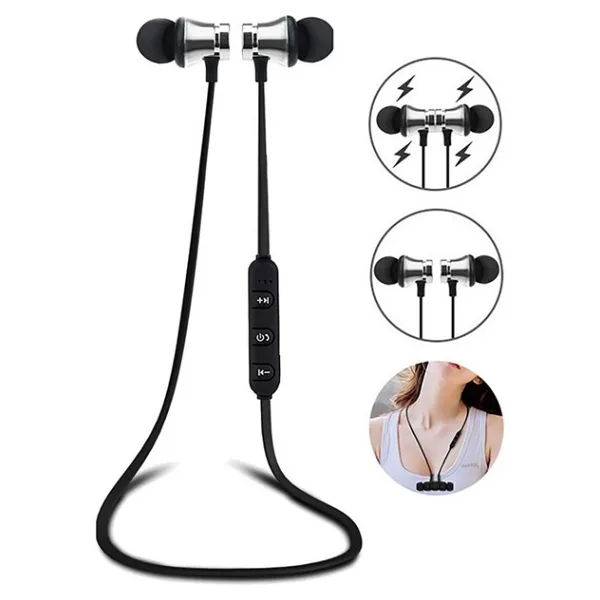 Gampus Mikrofonlu Kulak Içi Kulaklık Mıknatıslı Bluetooth Sporcu Spor Kulaklığı Boyuna Asılan