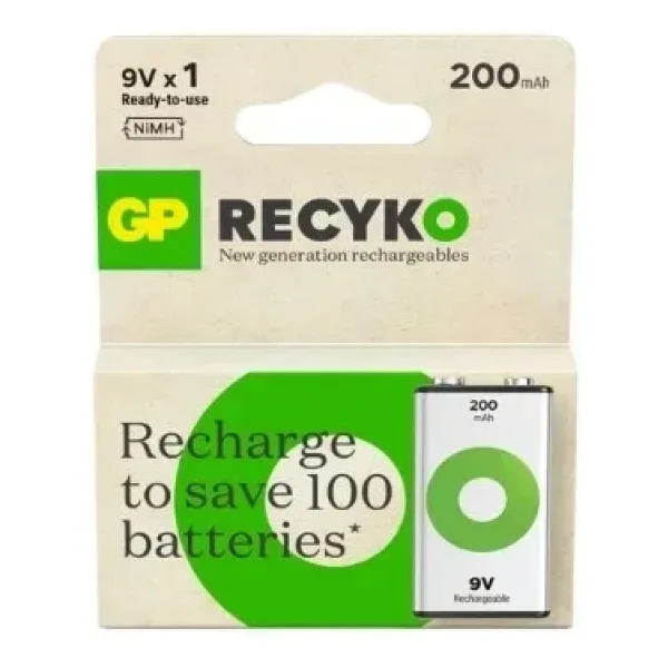 GP Recyko 200 mAh 9V Şarjlı Pil