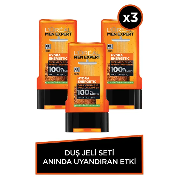 L'oreal Paris Men Expert Hydra Energetic Taurin İçeren Duş Jeli 300 ml x 3 adet