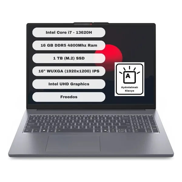 Lenovo Ideapad Slim 3 16IRH10 83K2001VTR i7-13620H 16 GB 1 TB SSD UHD Graphics 16" WUXGA Notebook
