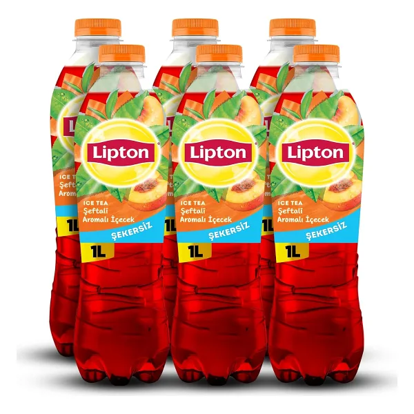 Lipton Ice Tea Şekersiz Şeftali Aromalı Soğuk Çay Pet 6 adet x 1 L