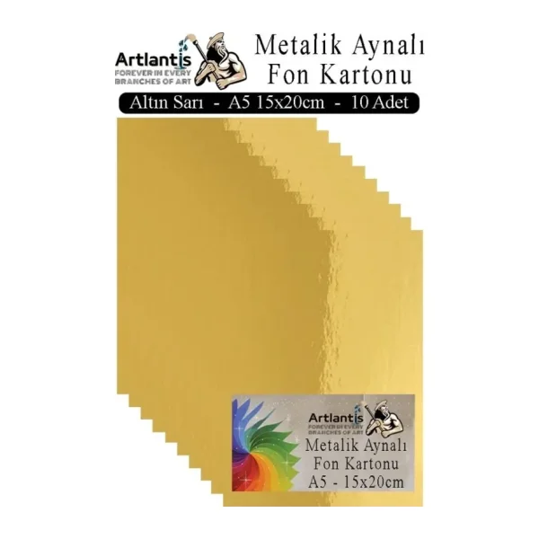 Metalik Aynalı Fon Kartonu 10 Lu A5 15X20 Cm 1 Paket Okul Sınıf Dekoratif Pırıltılı Folyo Kağıt Dekoratif Anasınıfı Kreş