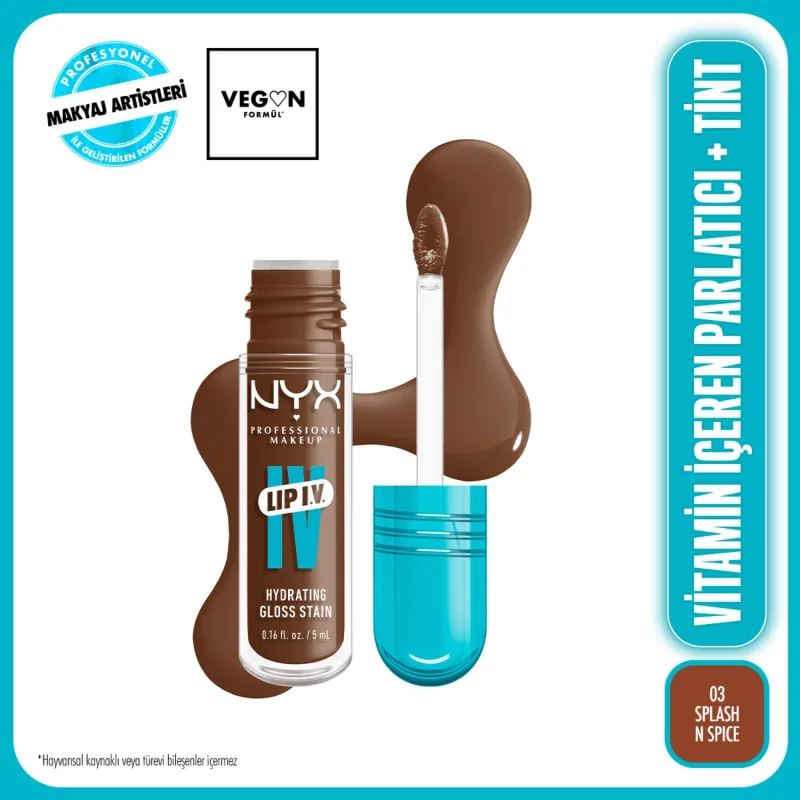 NYX Professional Makeup Lip IV Vitamin İçeren Tint 03 Splash N Spice Dudak Parlatıcısı