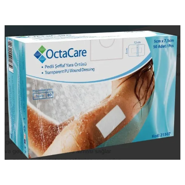 Octacare Şeffaf Yara Örtüsü 5 Cm X 7,5 Cm 50 Adet