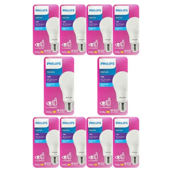 Philips 13W (100W) 6500K (Beyaz Işık) E27 Duylu Led Ampul (10 Adet)
