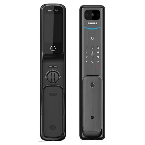 Philips Akıllı Kilit Alpha-VP Kamera, Parmaz İzi, Şifre, Kart, Dahili Ekran, İç Kilit - Siyah