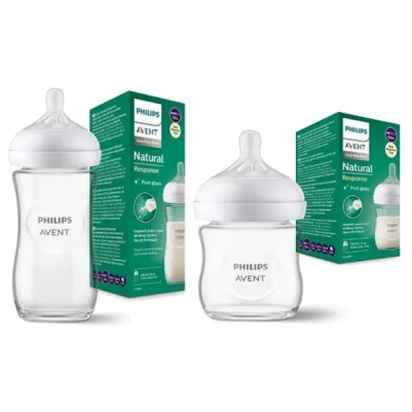 Philips Avent Natural Response Doğal Tepkili Cam Biberon 2'Li Set, 120Ml + 240Ml, 0+ Ay Ve 1+ Ay, Bpa İçermez