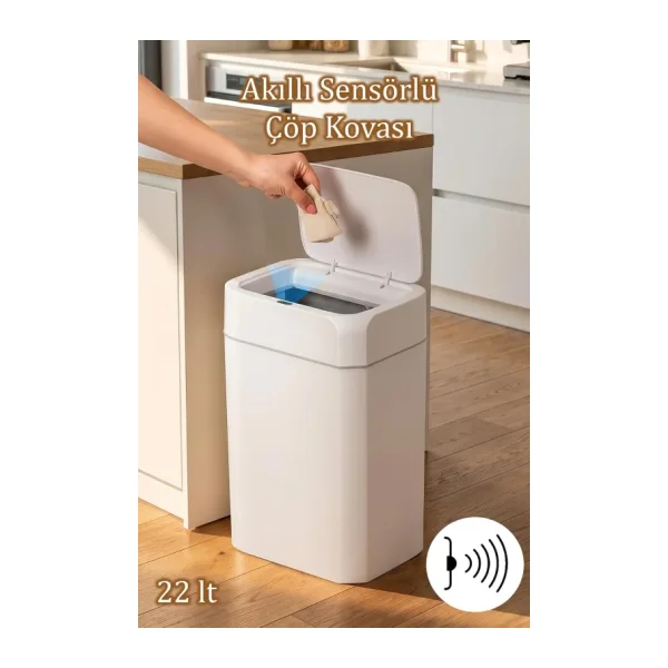 Porsima Me03 Hareket Sensörlü Sessiz Kapatma Çöp Kutusu Banyo Mutfak Çöp Kovası Kapaklı Banyo Çöp Kovası 22lt