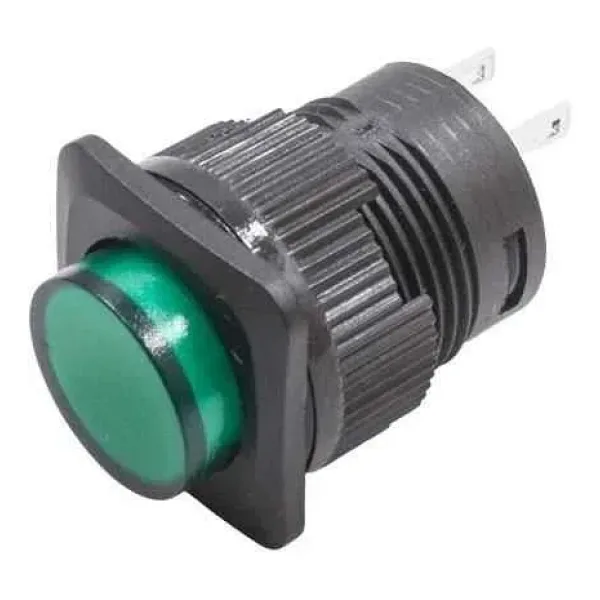 RL16-504B 16MM Plastik 2 Pin Yaylı Buton Yeşil