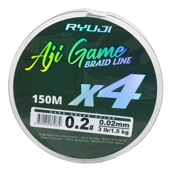 Ryuji Aji Game 4X 150 m 0.03 mm 2.5 kg Dark Green İp Misina
