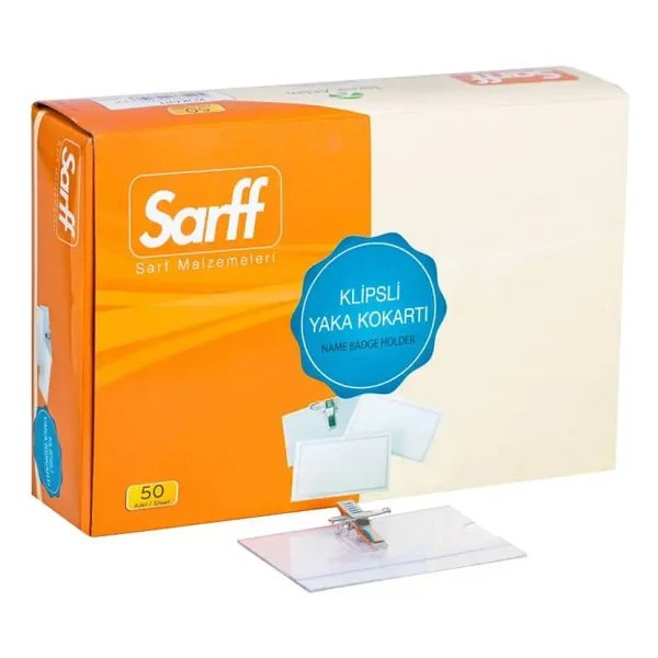 SARFF Kart Kabı Muhafaza Pvc Kokart Iğneli 15323052 (50 Li Paket)