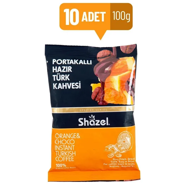 Shazel Portakallı Hazır Türk Kahvesi 100 gr 10'lu