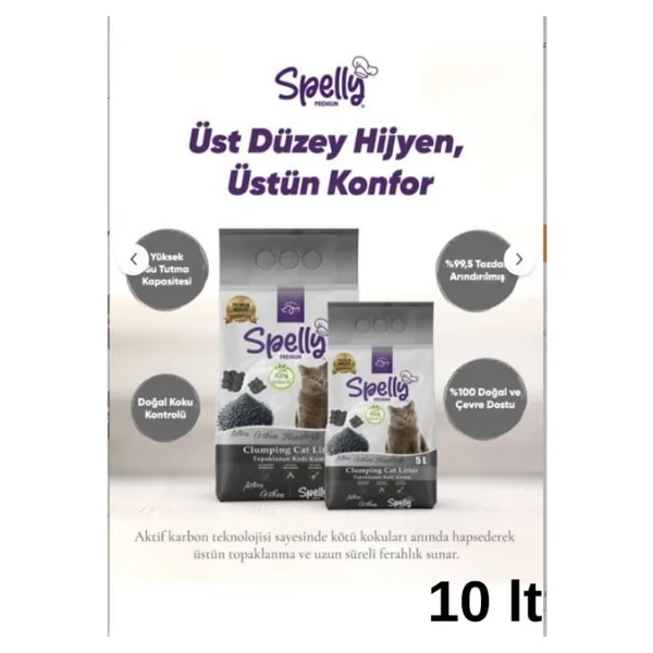 Spelly Premium Aktif Karbonlu 10 lt Kedi Kumu