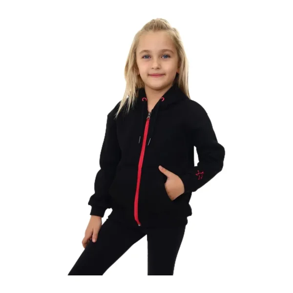 Toontoy Kız Çocuk Nakışlı Hırka Siyah 5 YAŞ