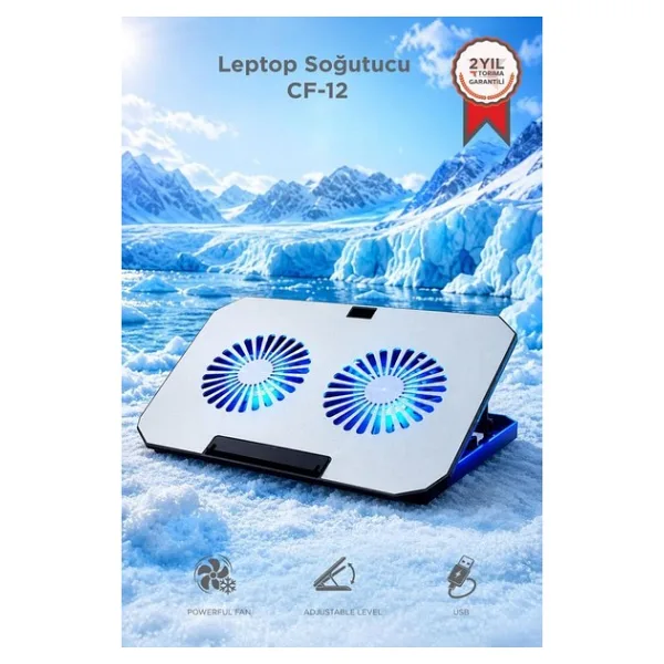 Torima Laptop Soğutucu Ayarlanabilir Rgb Dizüstü Bilgisayar Soğutma Fanı CF12 Gümüş