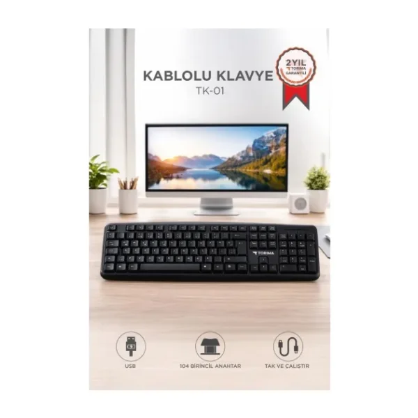 Torima TK-01 Kablolu Standart Q Klavye Siyah