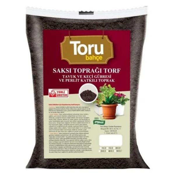 Torubahce Bahçe Toprağı Torf Tavuk Ve Keçi Gübresi Ve Perlit Katkılı Toprak 40Lt