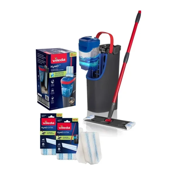 Vileda H2Pro Kirli ve Temiz Suyu Ayıran Temizlik Seti + 2 Yedek Mop