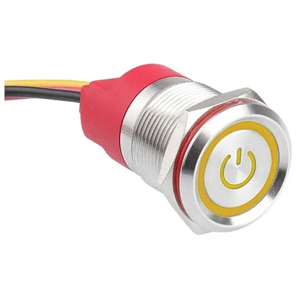 WD19T-P2-EC 19mm Dokunmatik Touch Metal Buton - Sarı