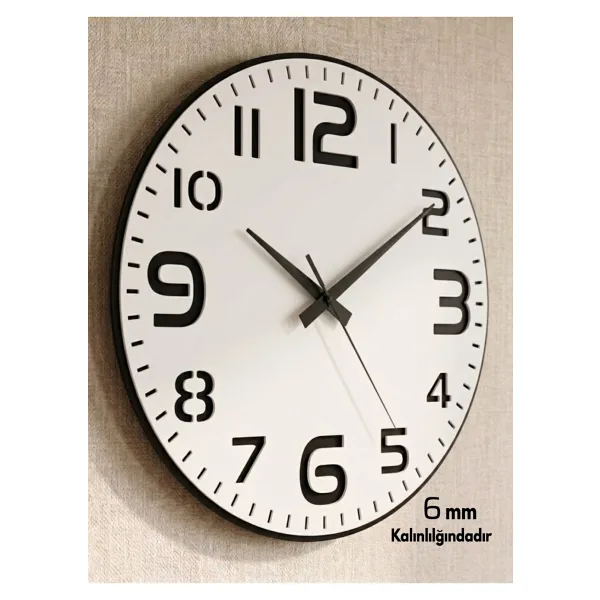 Wooden Factory Büyük Rakamlı Modern Dekoratif Ahşap Duvar Saati - Sessiz Mekanizma - (40 CM)